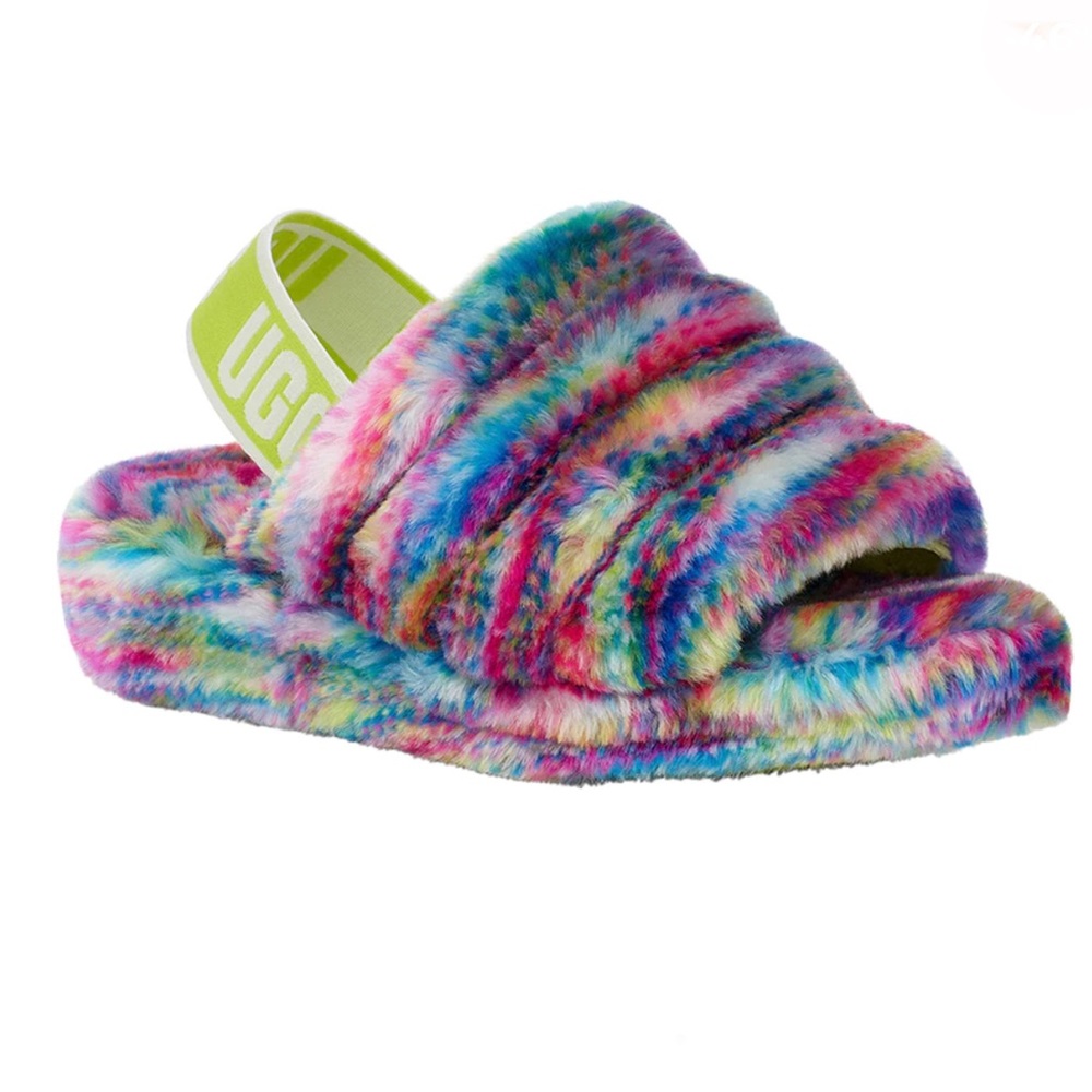 UGG Multicolor Fuzzy Slide Sandals
